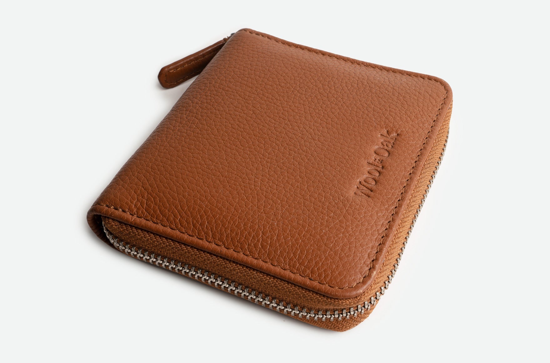 A stylish Zip Around Wallet made of genuine Italian leather, featuring golden YKK zippers and a snapped coin purse.