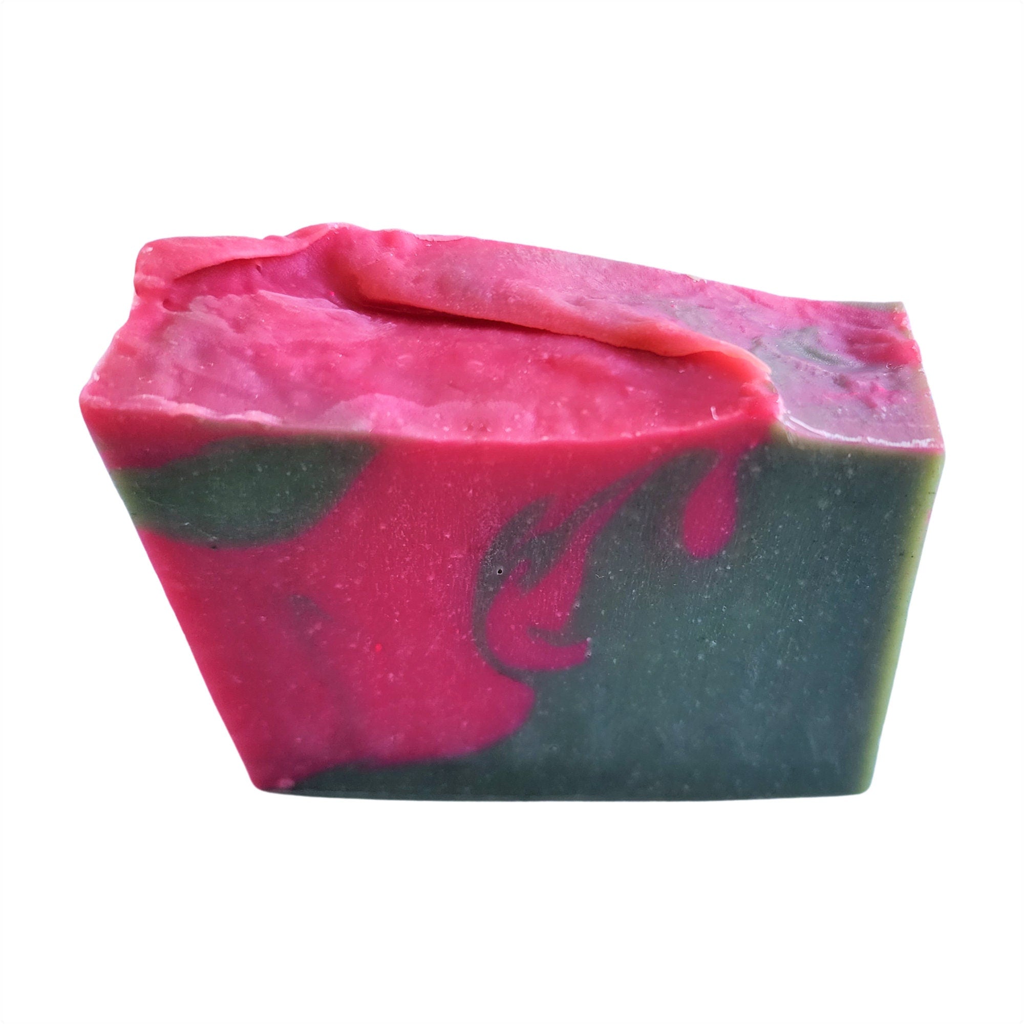 Aloe & Watermelon Soap bar with vibrant colors and natural ingredients, showcasing its refreshing design.