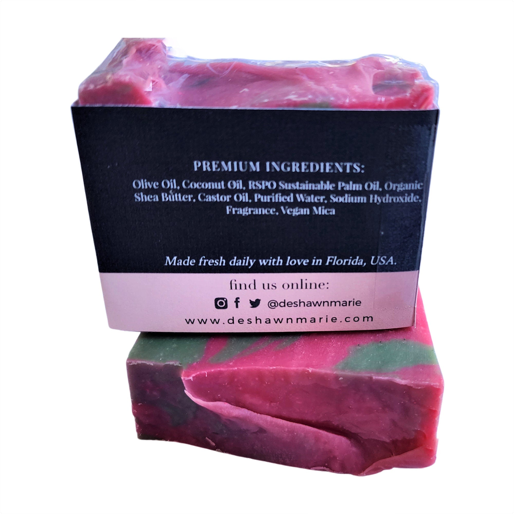 Aloe & Watermelon Soap bar with vibrant colors and natural ingredients, showcasing its refreshing design.