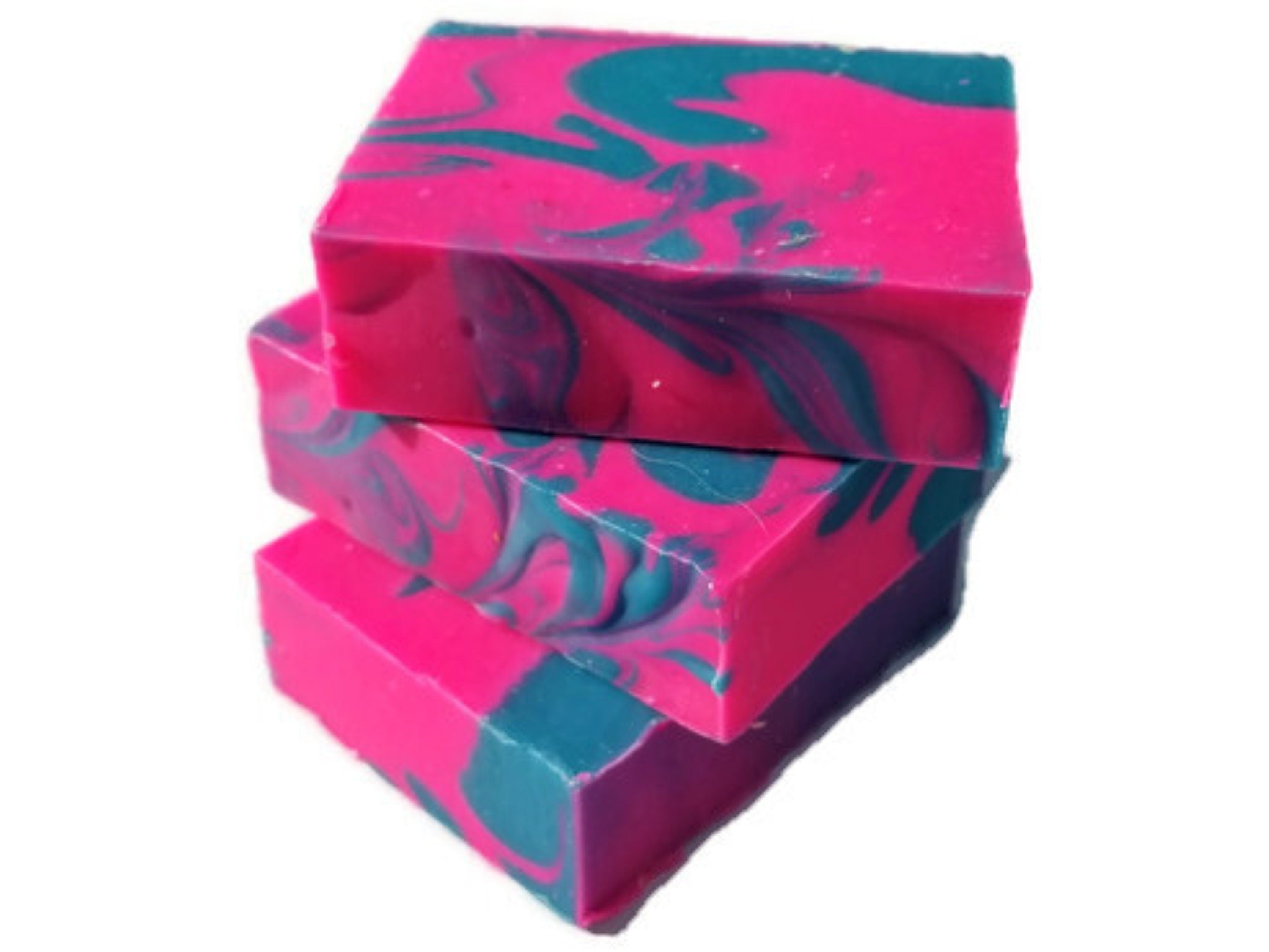 Aloha Punch Soap Bar with vibrant colors resembling tropical fruit, handcrafted and wrapped, showcasing its vegan and cruelty-free nature.