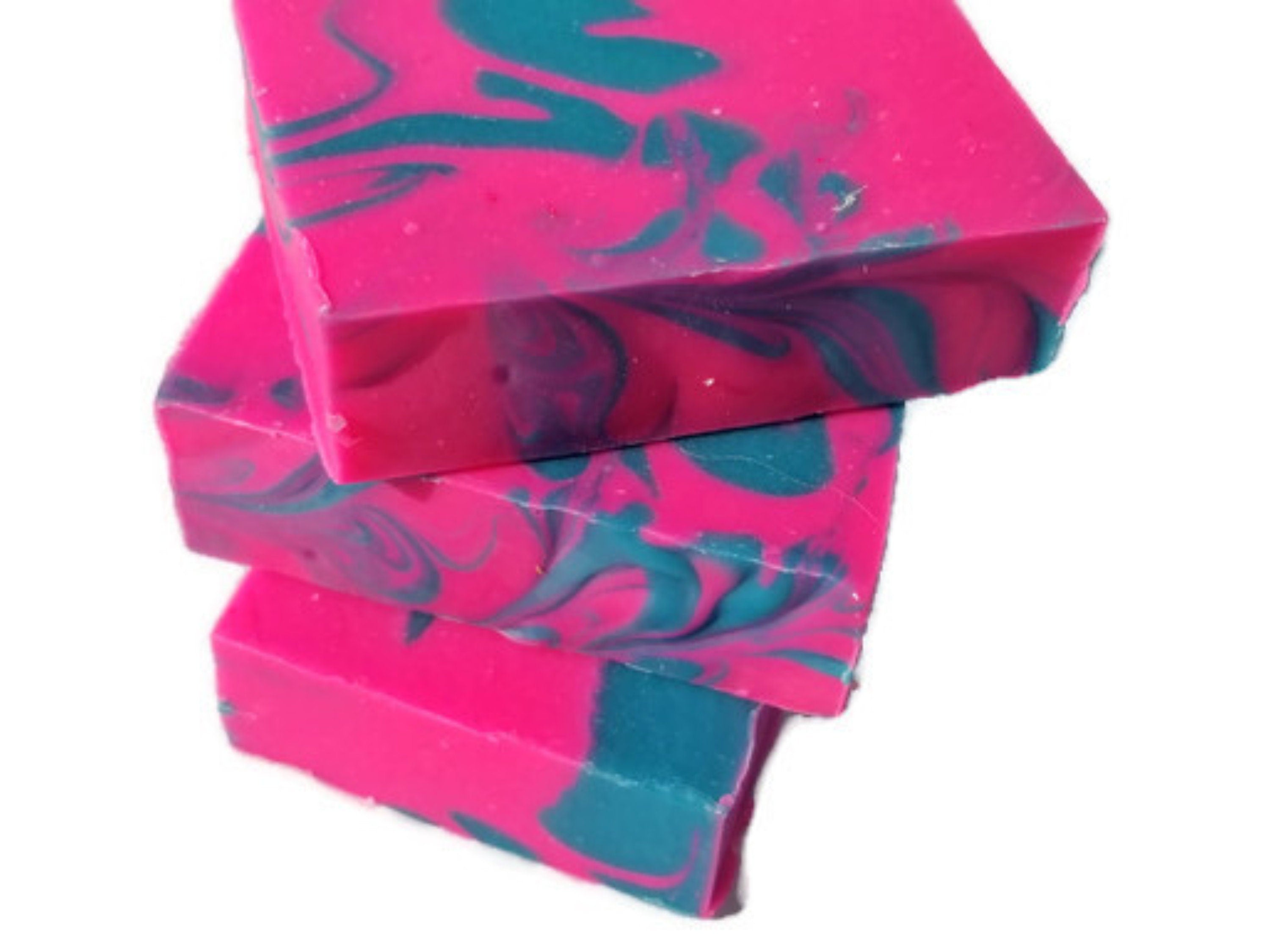 Aloha Punch Soap Bar with vibrant colors resembling tropical fruit, handcrafted and wrapped, showcasing its vegan and cruelty-free nature.