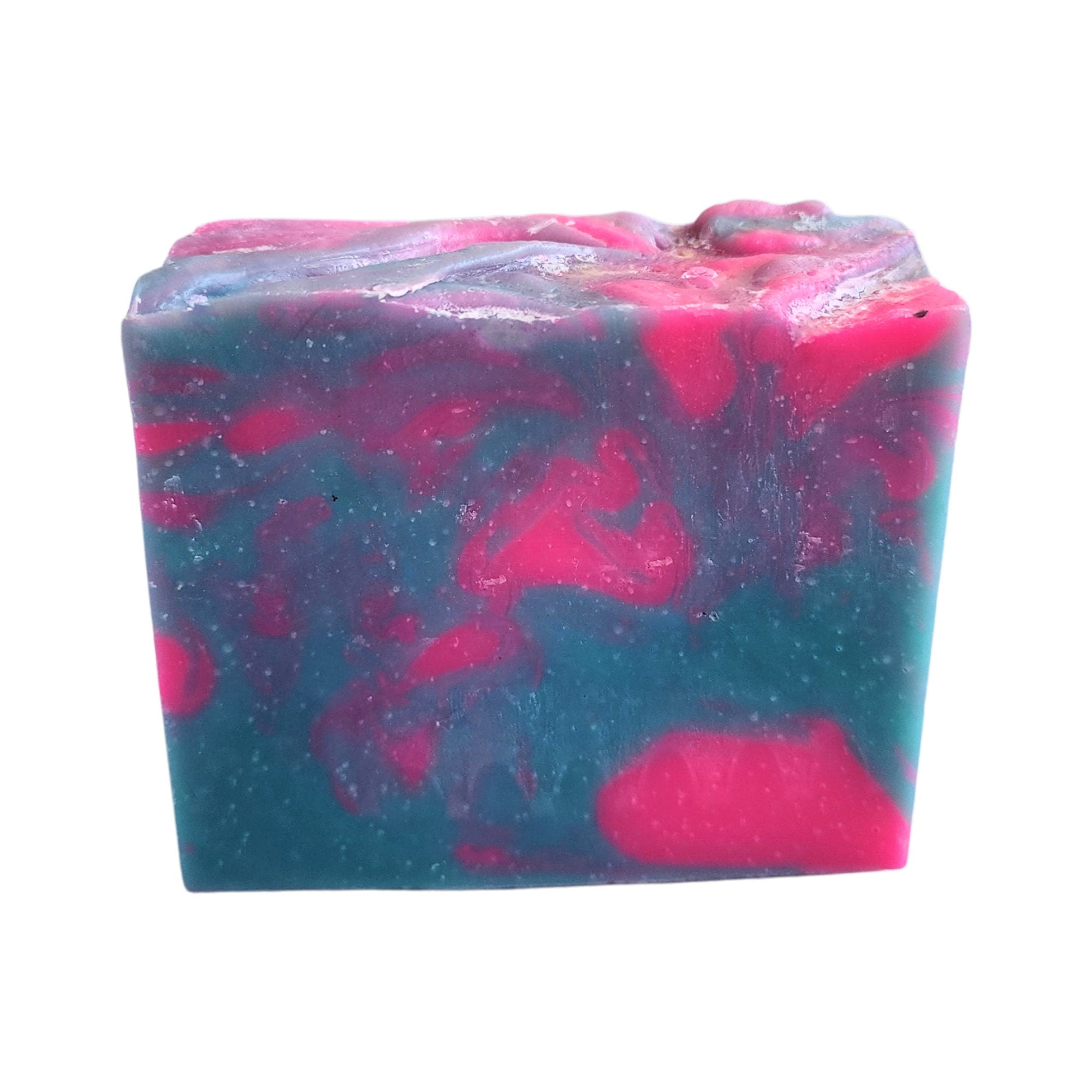 Aloha Punch Soap Bar with vibrant colors resembling tropical fruit, handcrafted and wrapped, showcasing its vegan and cruelty-free nature.