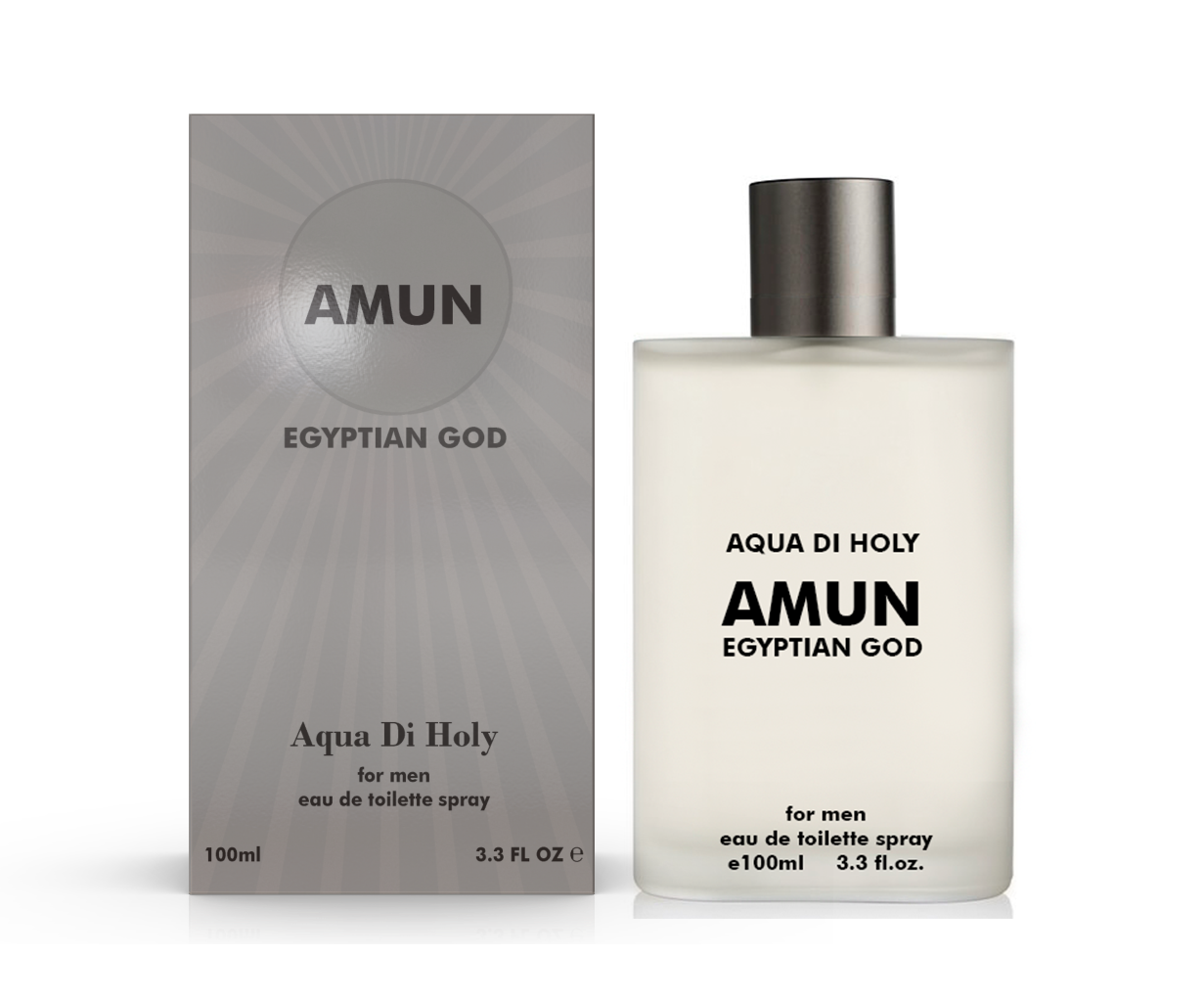 Amun Perfume for Men by Aqua Di Holy in a stylish 100ml Eau De Toilette spray bottle, showcasing its elegant design.