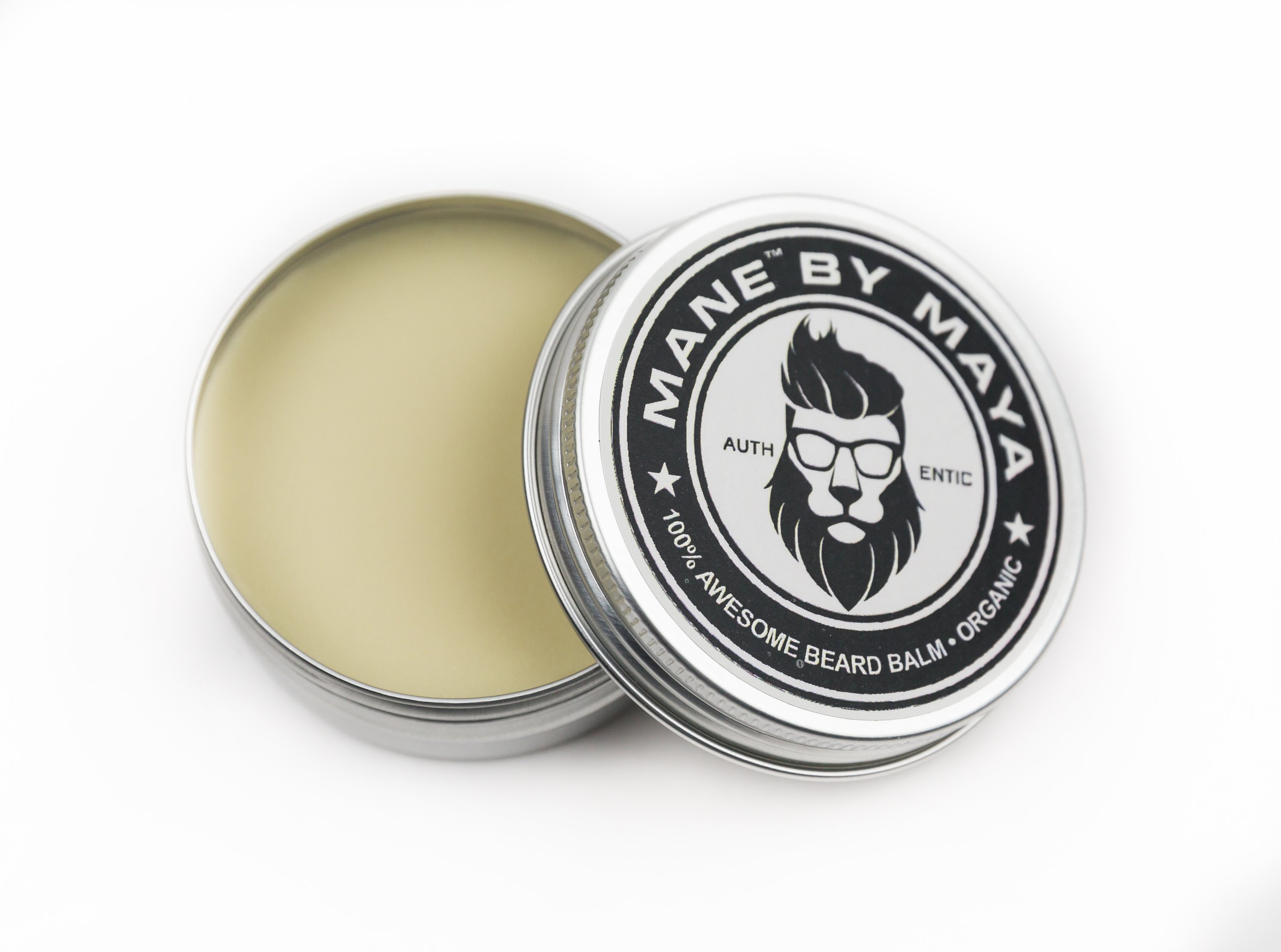 A 2 OZ jar of unscented beard balm, showcasing its creamy texture and natural ingredients, perfect for taming and nourishing facial hair.