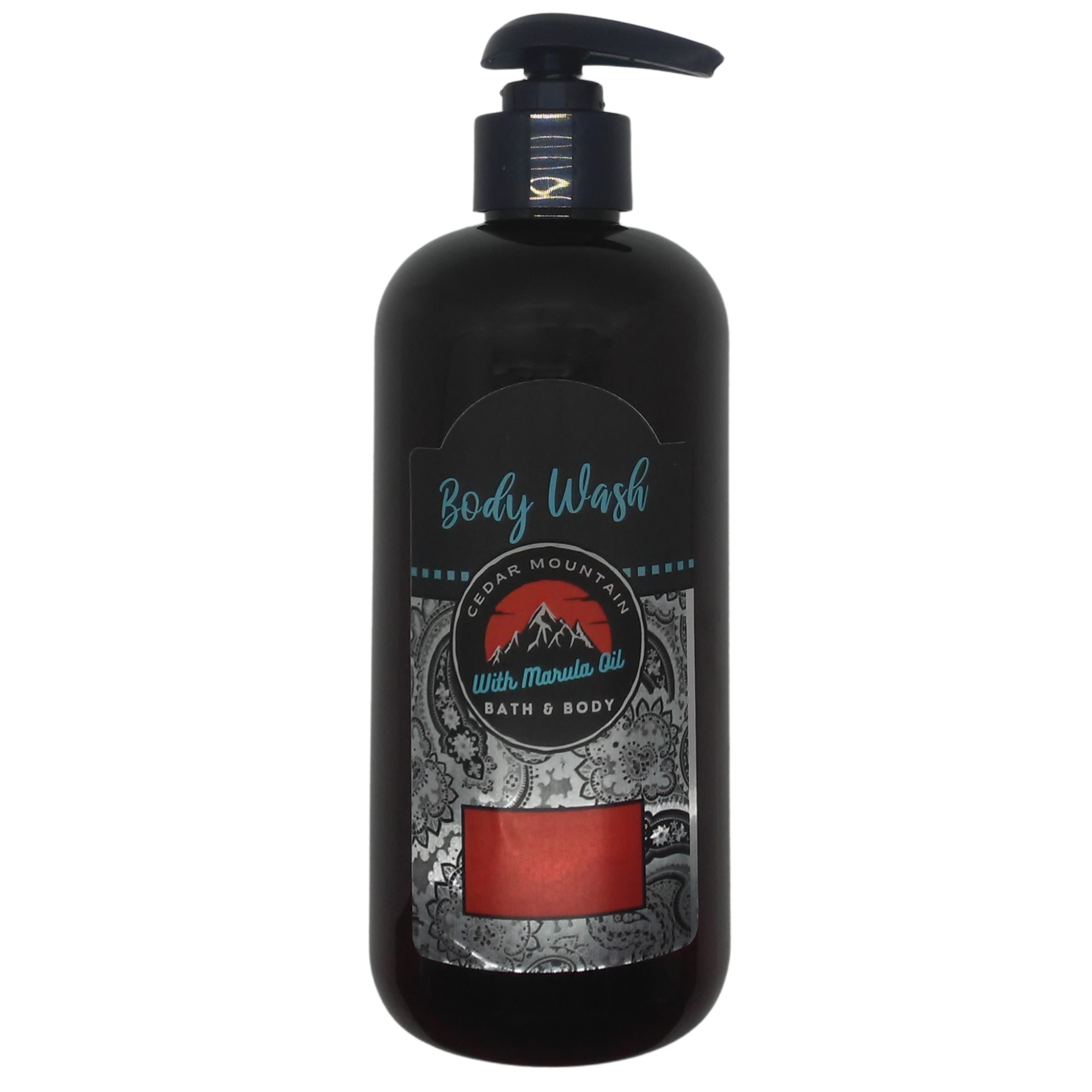 Cedar Mountain Acai Magnolia & Jasmine Scented Body Wash with Marula Oil in a 12 Oz bottle, showcasing its elegant design and vibrant label.