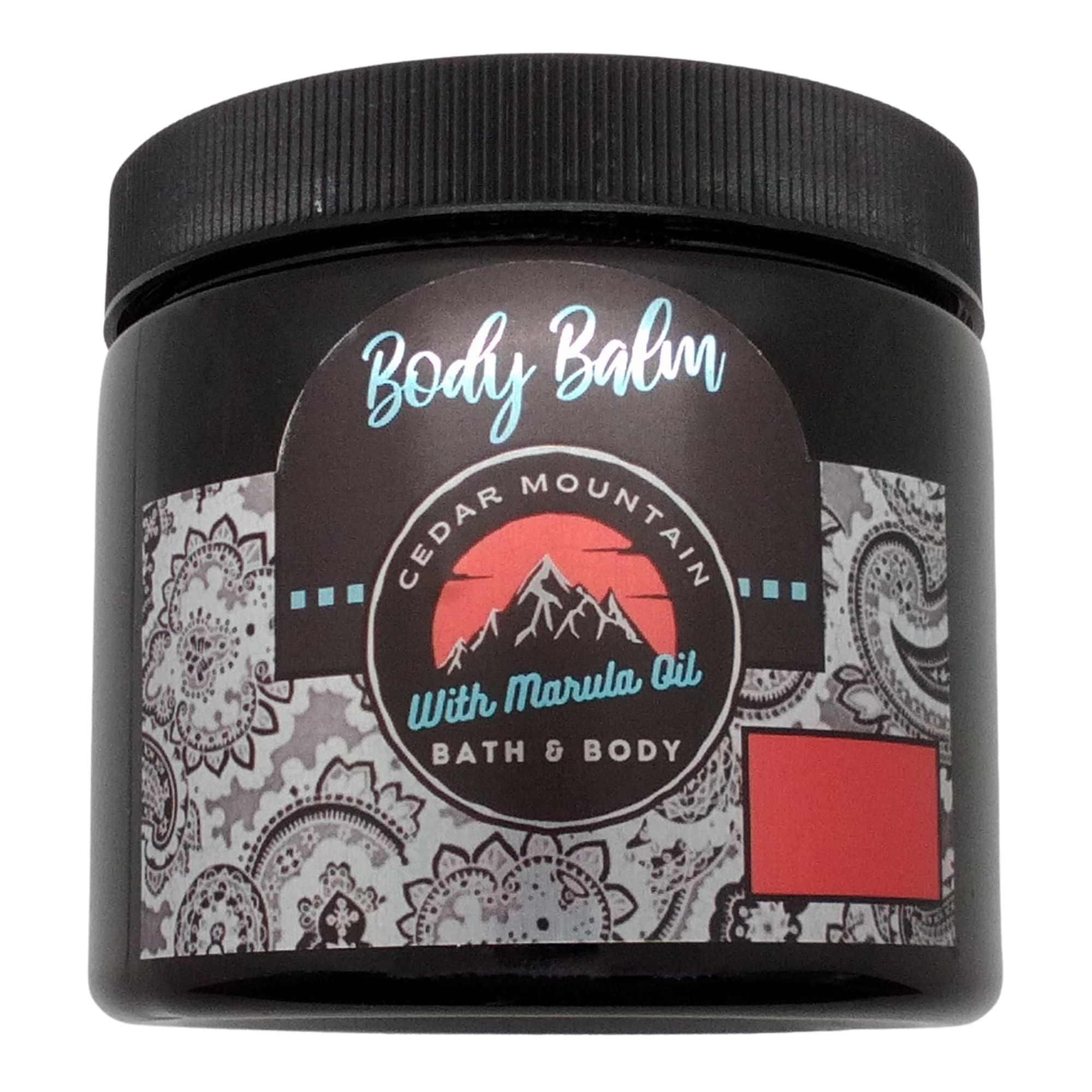 Cedar Mountain Acai & Mangosteen Marula Oil Body Balm in a 16 Oz jar, showcasing its rich texture and vibrant packaging.