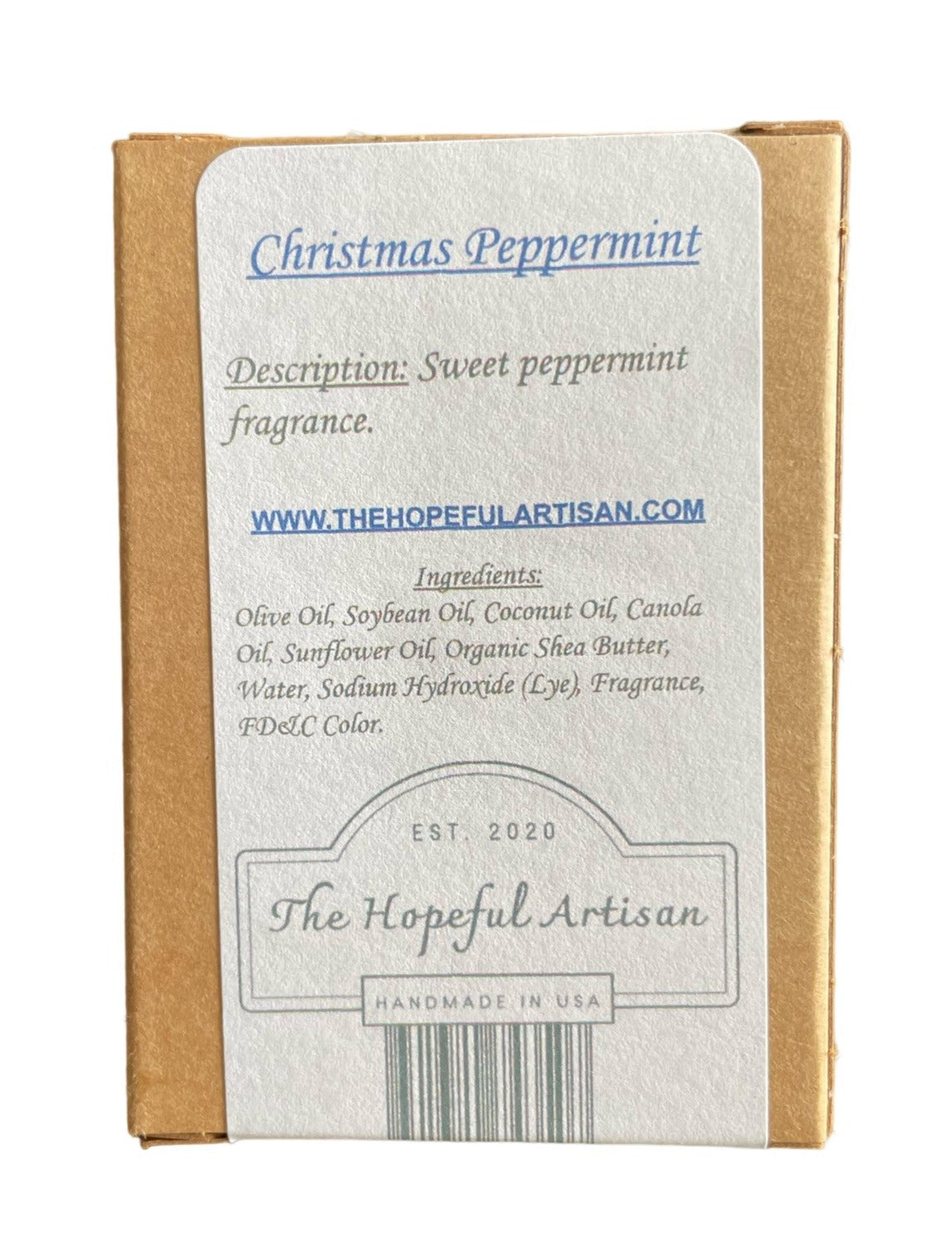 A beautifully packaged Christmas Peppermint product featuring a sweet peppermint fragrance, ideal for skincare and gifting.