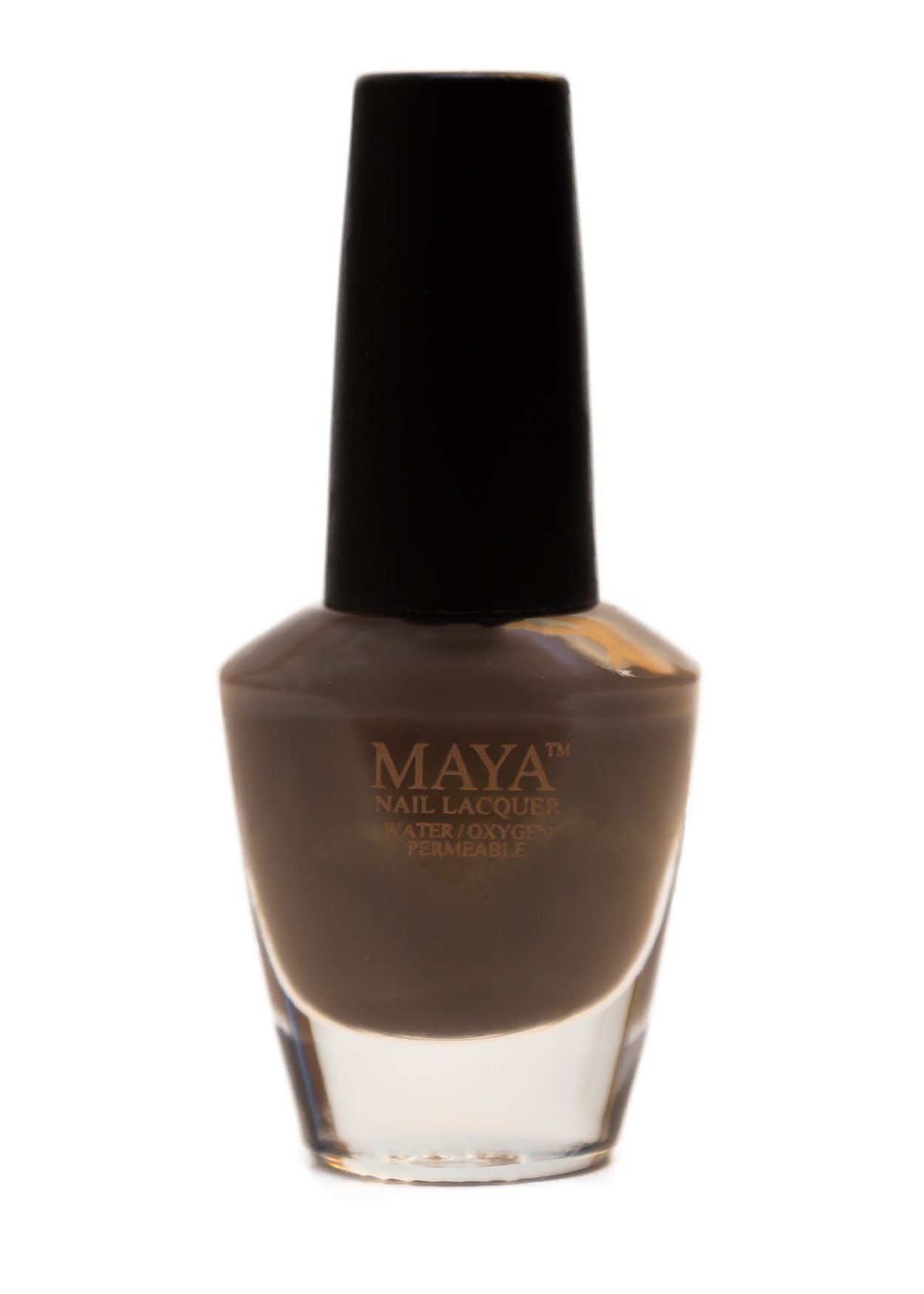 Cocoa Bean Halal nail polish in light brown with gold flecks, showcasing its creamy and iridescent finish.