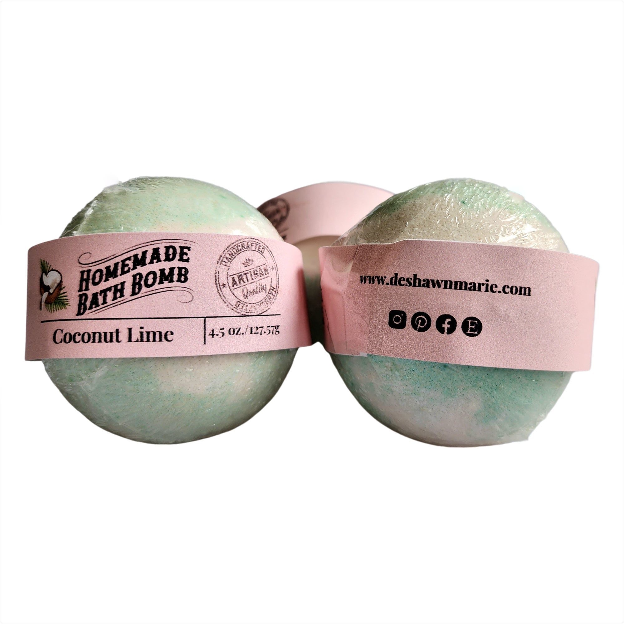 A vibrant Coconut Lime Bath Bomb, showcasing its tropical colors and texture, perfect for a relaxing bath experience.