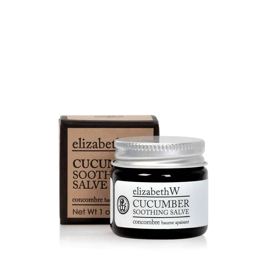 Cucumber Soothing Salve in a small travel-sized container, featuring a green label and a smooth texture.