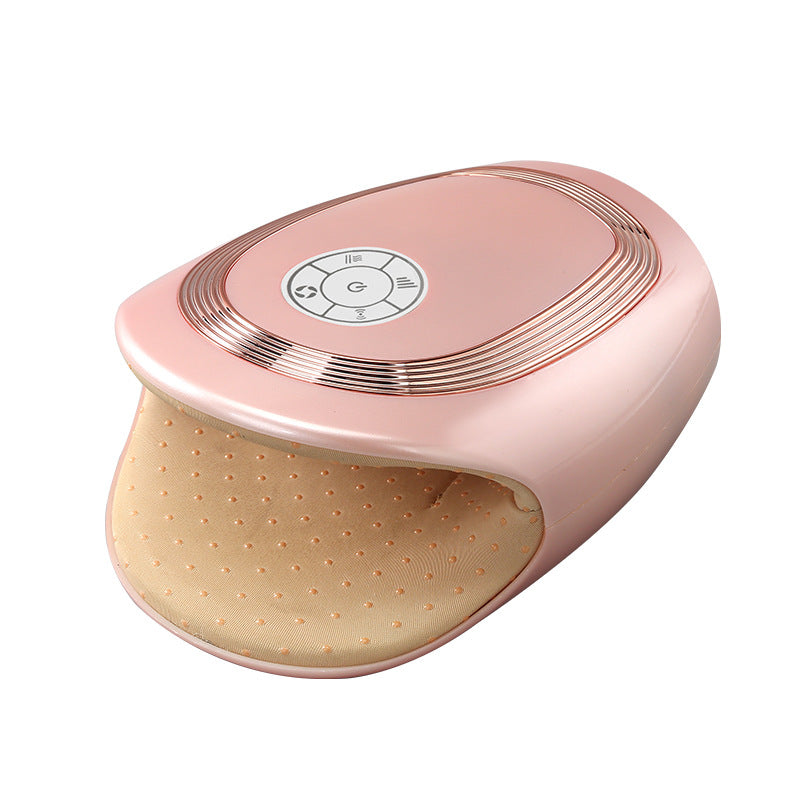 Electric Airbag Hand Massager with heating application, showcasing its sleek design and ergonomic features for hand relaxation.