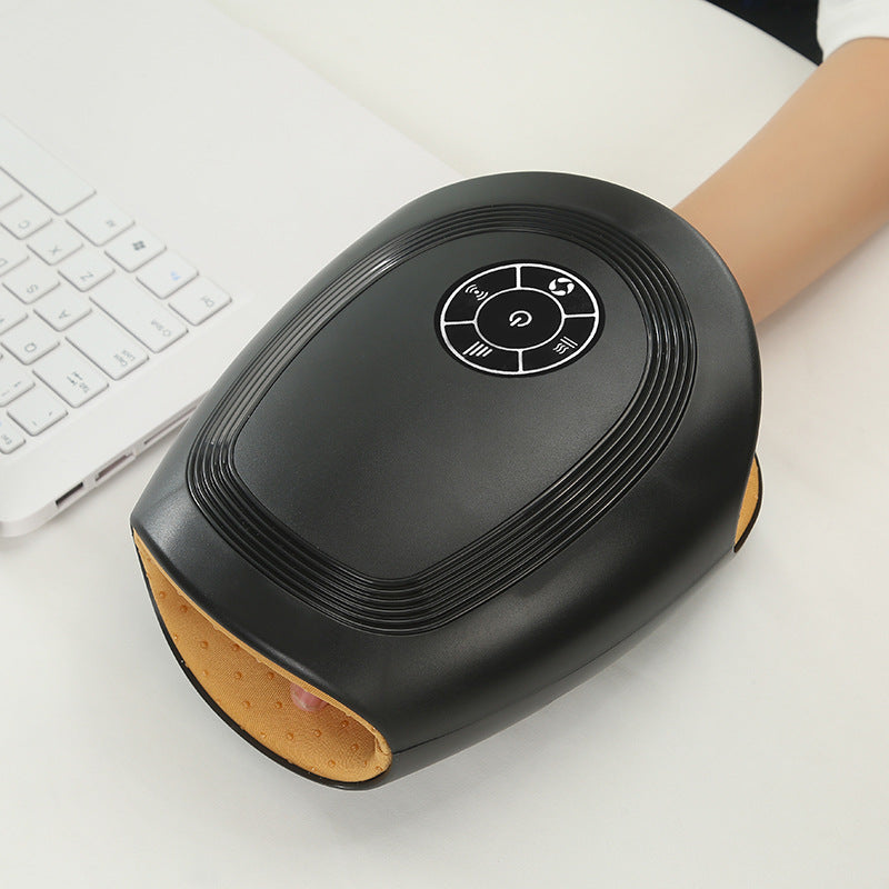 Electric Airbag Hand Massager with heating application, showcasing its sleek design and ergonomic features for hand relaxation.