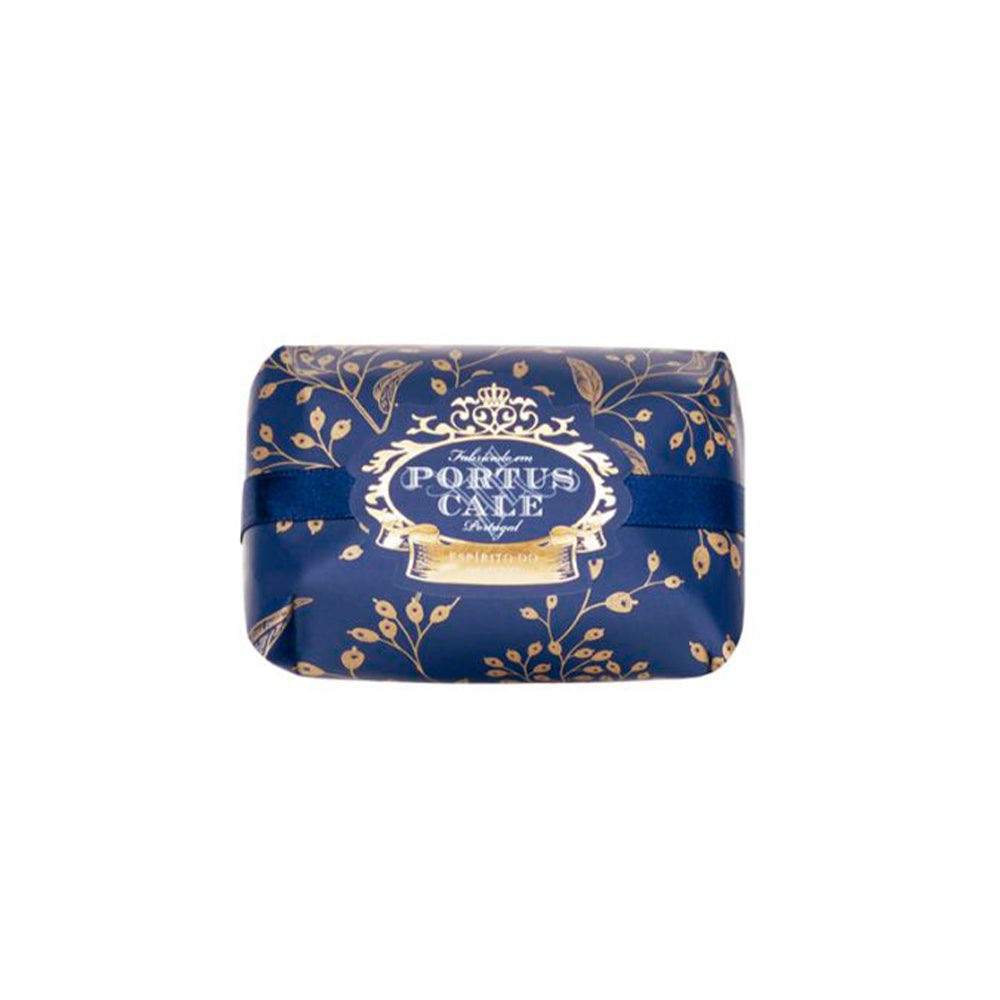 Festive Blue Soap 150g wrapped in elegant blue and gold packaging, showcasing its luxurious design and texture.