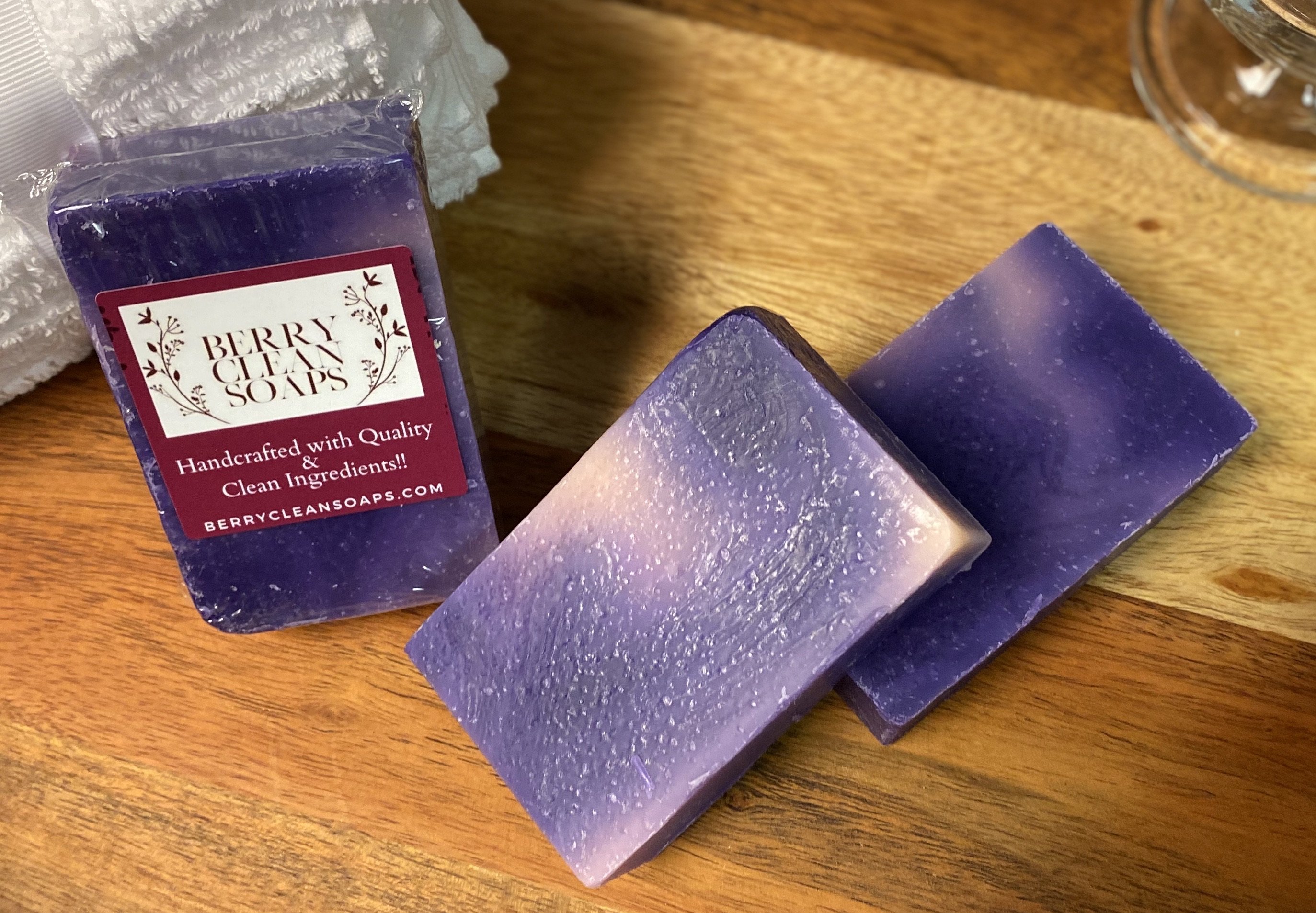 Flora Hydrangea Soap bar with floral design, showcasing its creamy texture and vibrant colors.