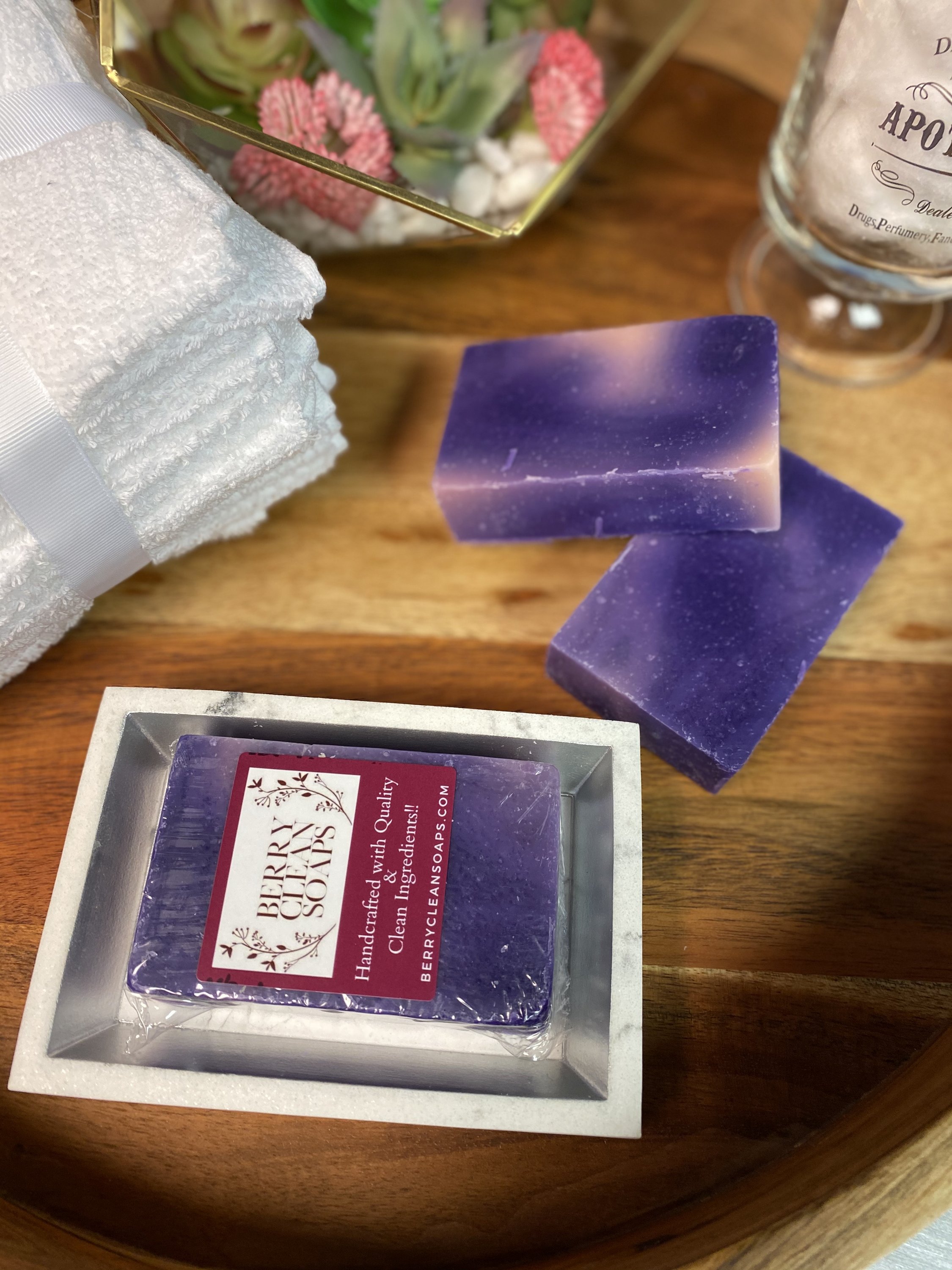 Flora Hydrangea Soap bar with floral design, showcasing its creamy texture and vibrant colors.