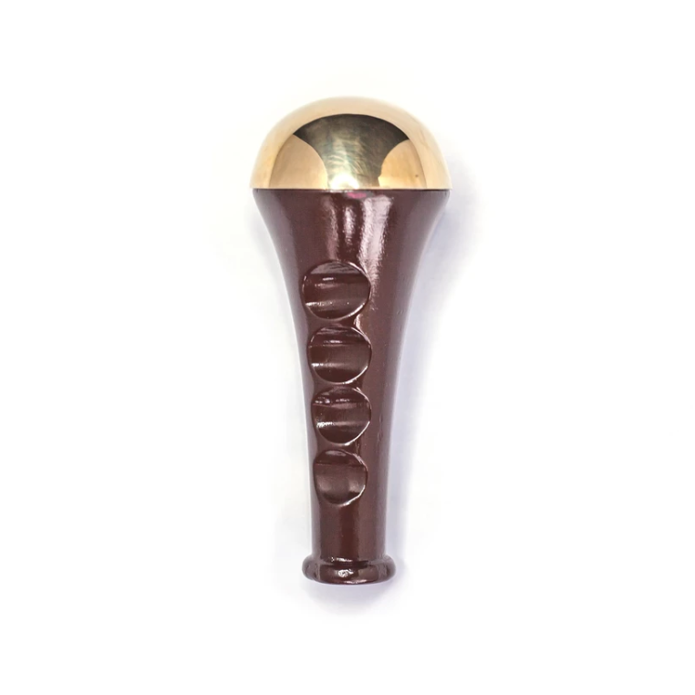 Kansa Wand Body Tool made from authentic wood and Kansa metal, featuring an ergonomic handle for easy grip.