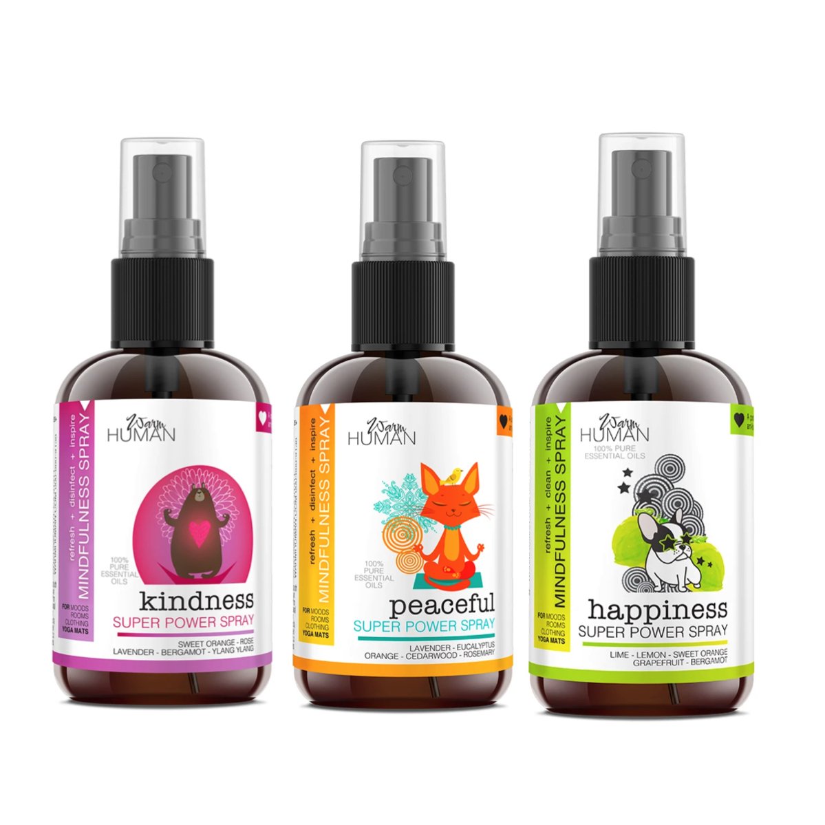 Kids' Mindfulness Superpower Spray Gift Box featuring colorful packaging, essential oil perfume, and mindfulness tools.