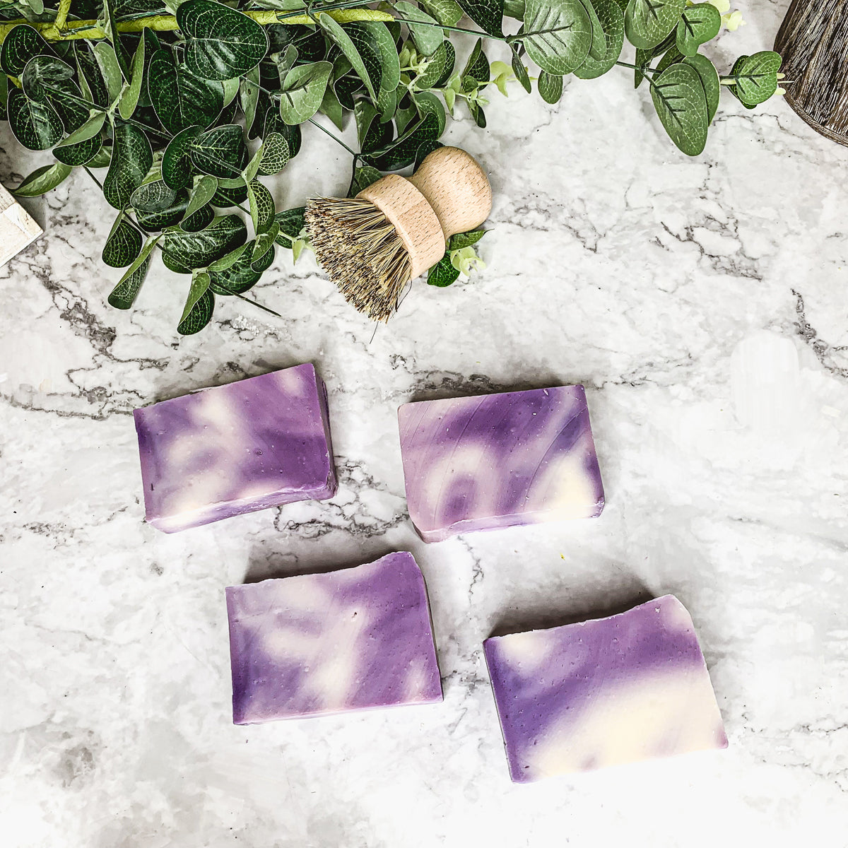 Lavender Lemongrass soap bar with vibrant colors and natural ingredients, showcasing its handcrafted quality.