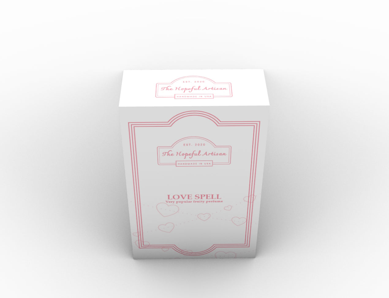 A bottle of Love Spell perfume, featuring a fruity fragrance reminiscent of Victoria's Secret, elegantly designed with a vibrant label.