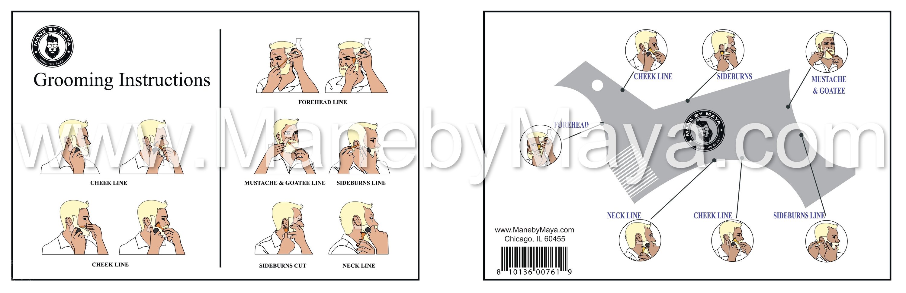 Men's Beard Shaper with built-in comb and symmetry indicators, designed for precise grooming and styling.