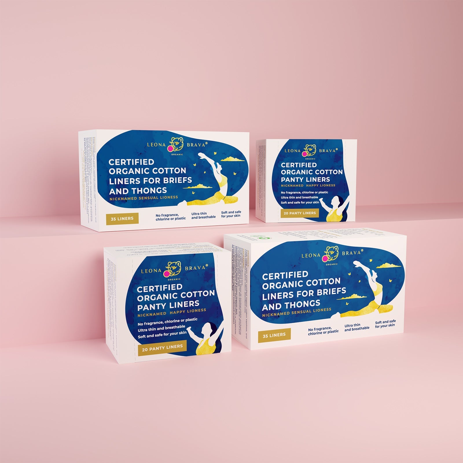 New Moon Kit featuring organic cotton panty liners and Dualform packs, designed for sensitive skin care during menstrual cycles.