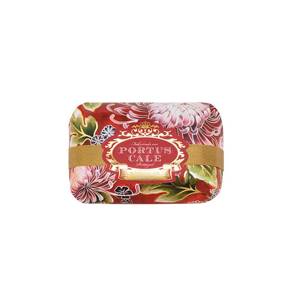 Noble Red Soap 150g wrapped in elegant red paper with floral motifs and glimmering accents, showcasing its luxurious design.