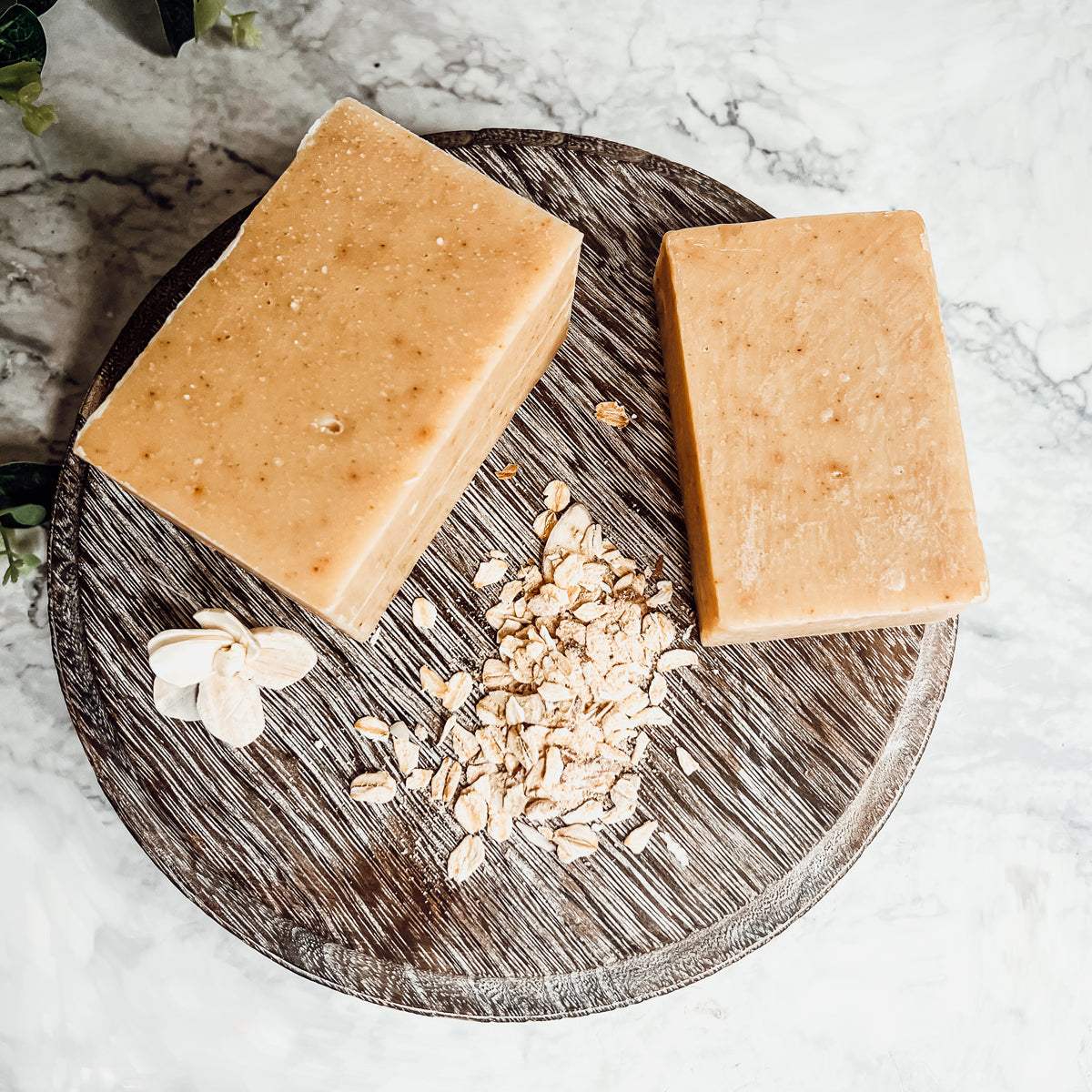 Oatmeal Spice soap bar with a sweet and delicate scent, featuring a hint of spice, handcrafted with organic ingredients.