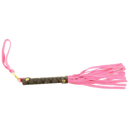 Pink and black leather flogger.