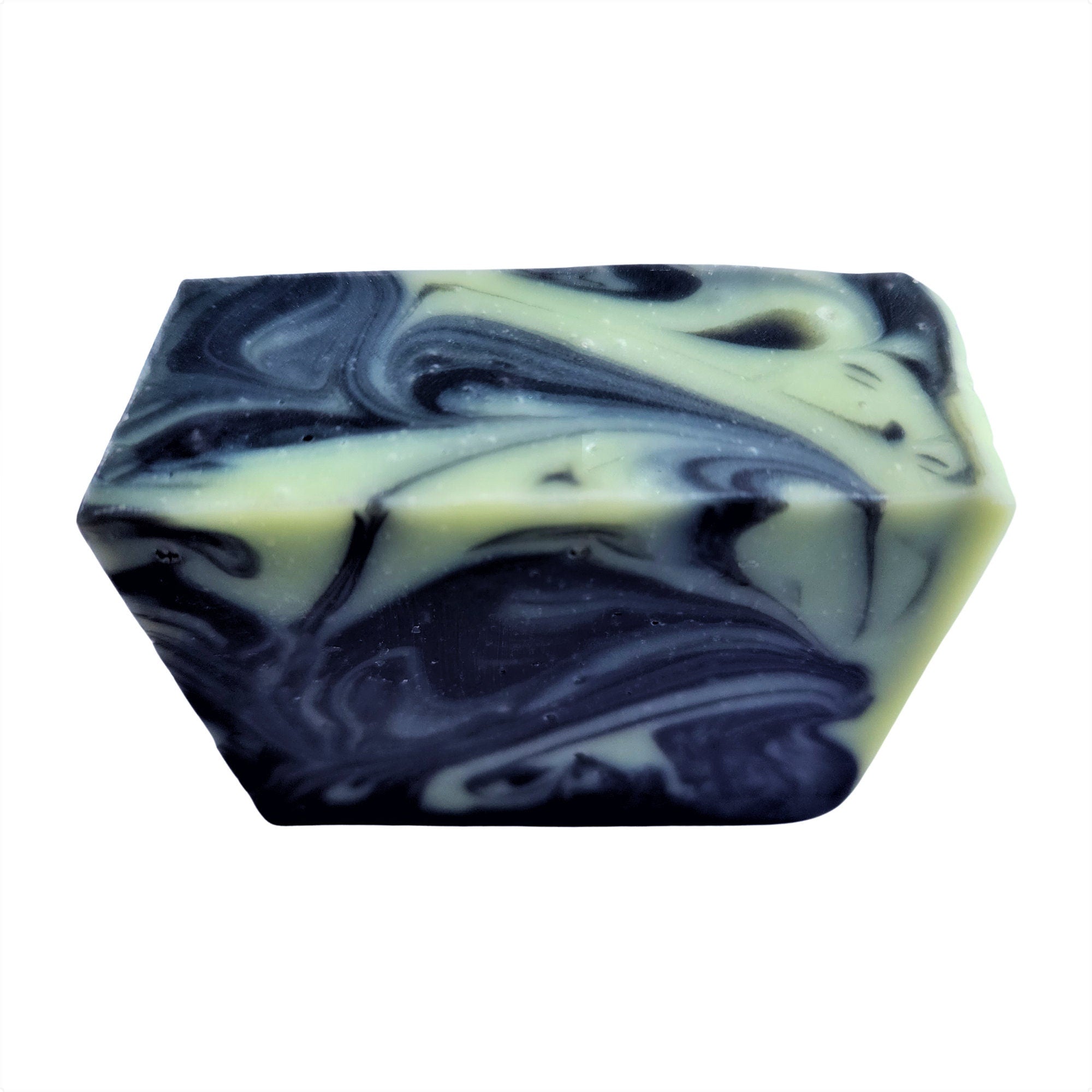 Rosemary Lime Soap bar with a vibrant green hue, showcasing its luxurious texture and natural ingredients, wrapped elegantly.