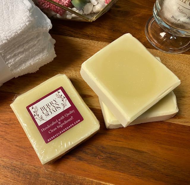 Extra large sensitive skin soap bar made with organic chamomile and calendula, featuring a creamy texture and natural ingredients.