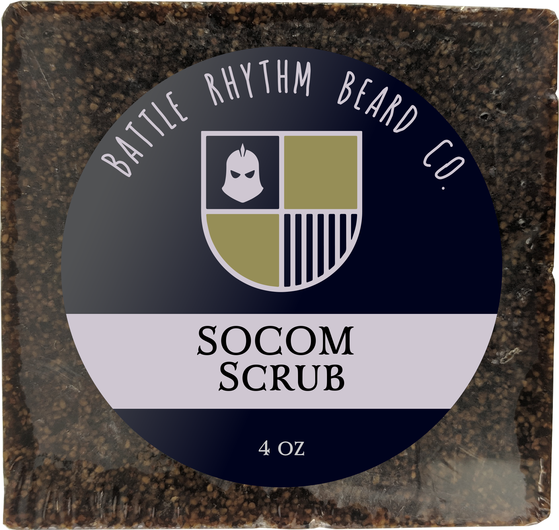 SOCOM Scrub bar featuring coarse walnut shell for exfoliation, ideal for foot care and dry skin treatment.