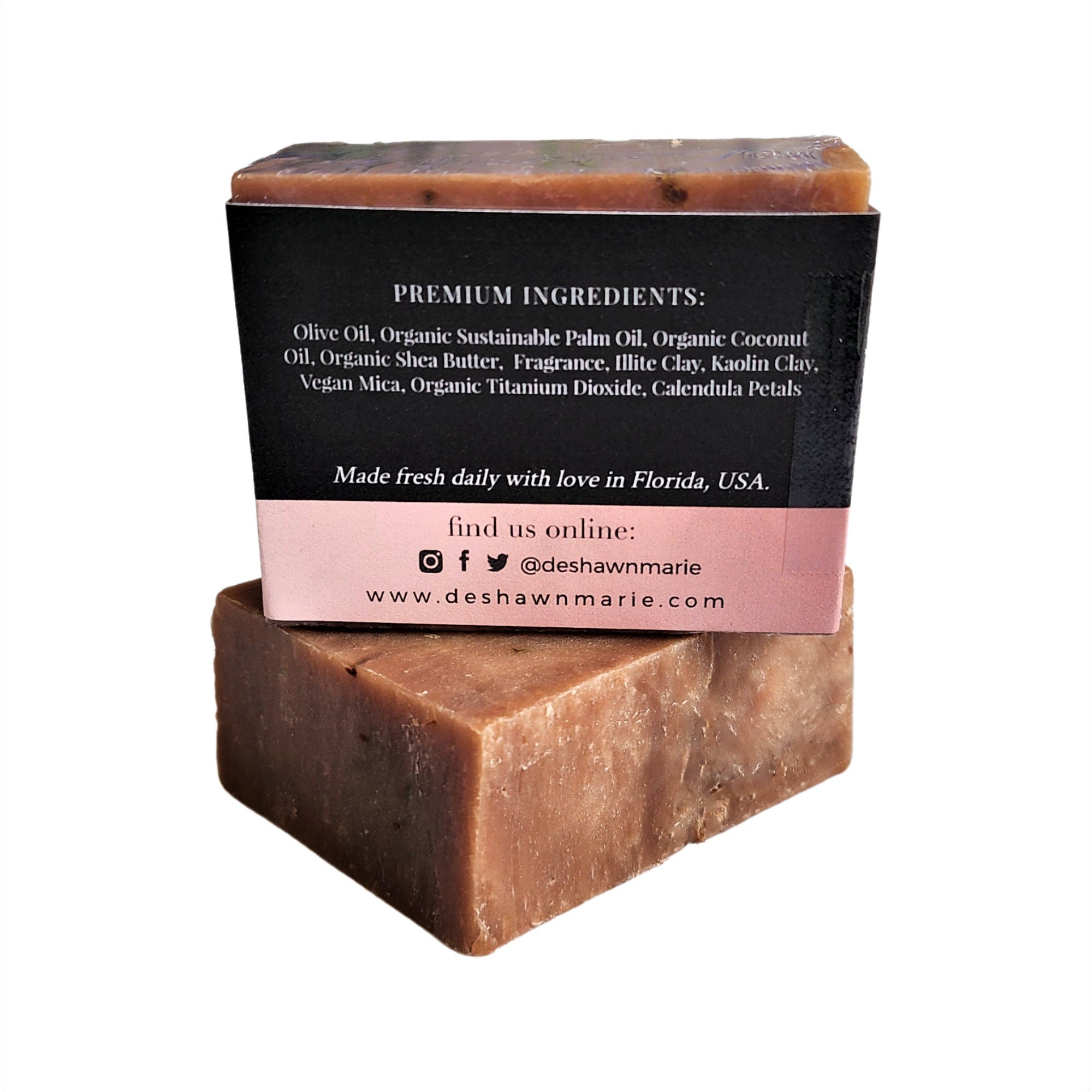 Sweet Tobacco Soap bar with a rich, alluring scent, handcrafted and vegan-friendly, displayed on a rustic wooden background.