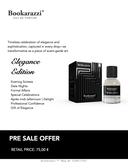 A luxurious bottle of THE FINAL CHAPTER - Elegance Edition fragrance, featuring a sophisticated design that reflects its smoky and woody scent profile.