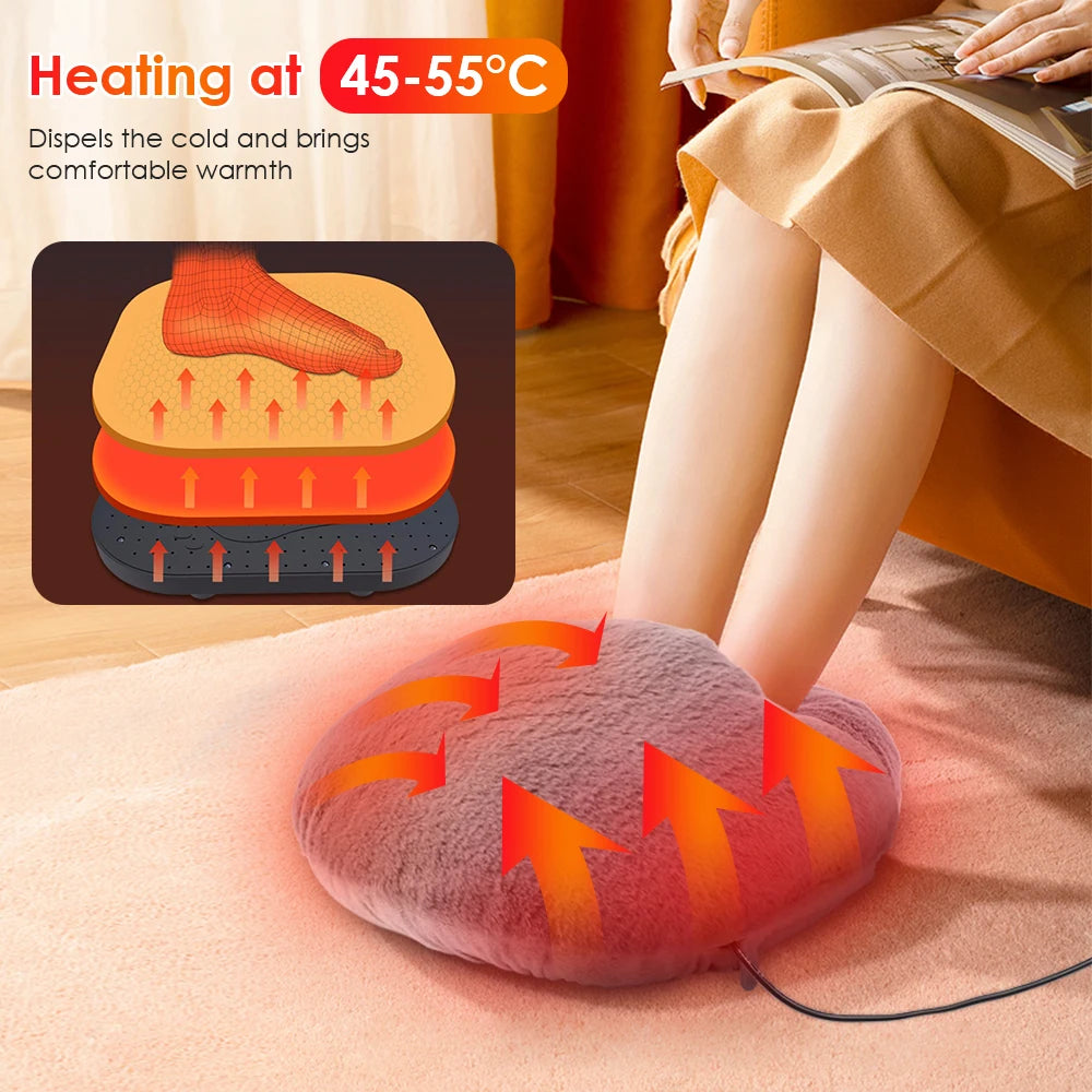 USB Foot Warmer in soft gray velvet, designed for constant temperature heating, perfect for winter use at home or office.