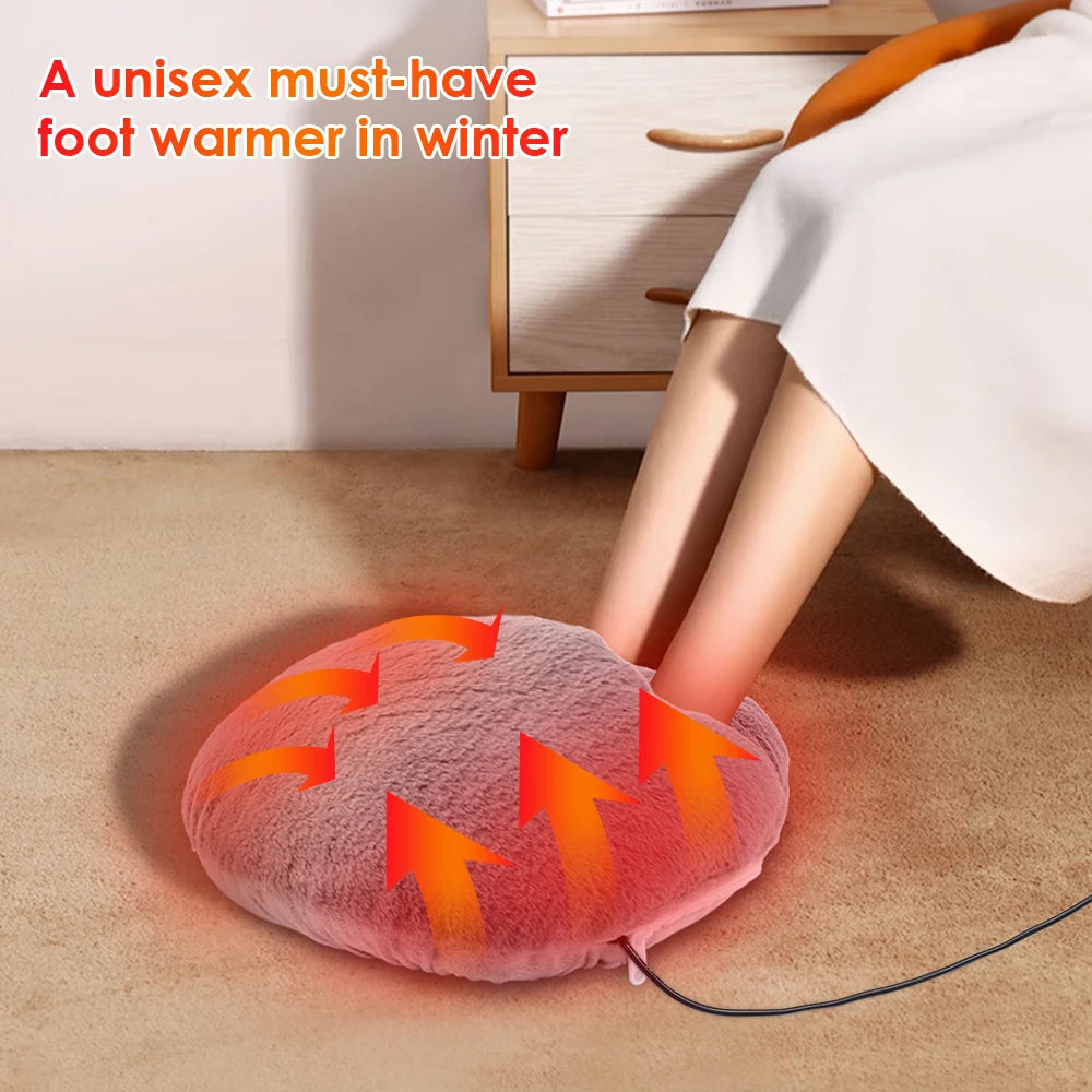 USB Foot Warmer in soft gray velvet, designed for constant temperature heating, perfect for winter use at home or office.