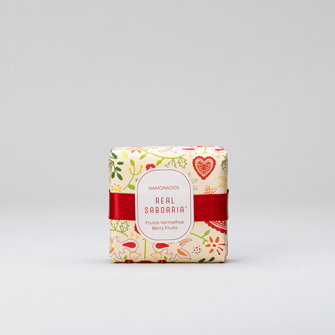 A beautifully wrapped Valentine's Soap bar with a heart design, enriched with olive oil, perfect for gifting.