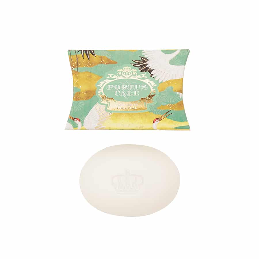 White Crane Soap 40g with Asian-inspired design wrapping, showcasing its elegant packaging and compact size.