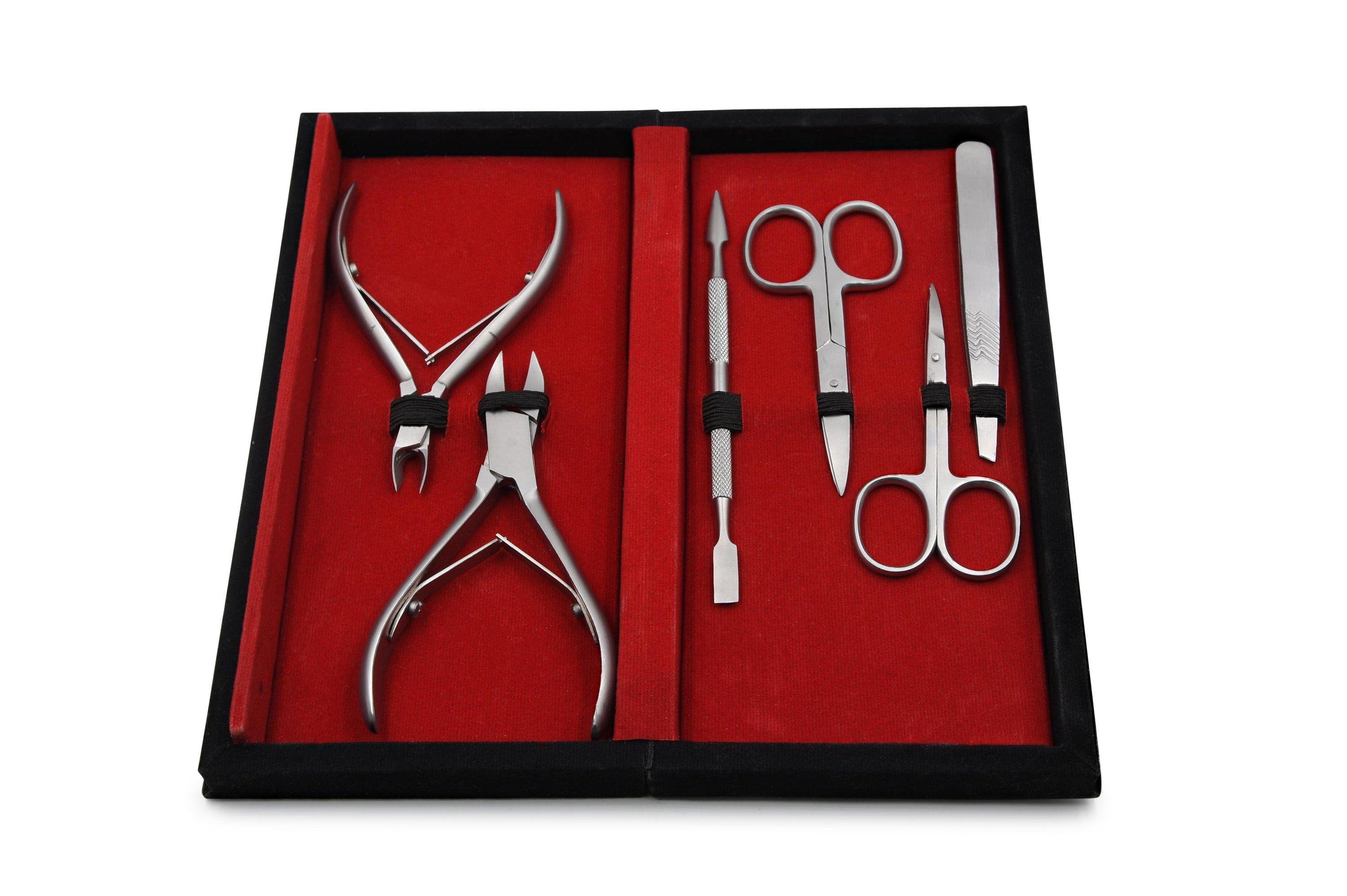 Woman's Professional Manicure Set featuring high-grade German Stainless Steel tools in a deluxe felt box.