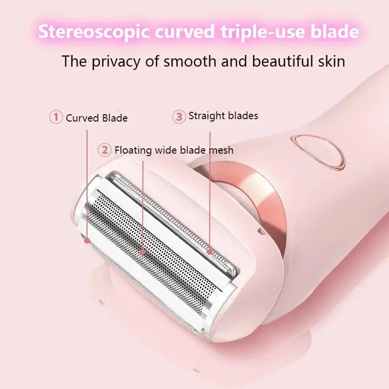 2 in 1 USB Electric Epilator Hair Removal Device for Women, featuring a sleek design and replaceable blades for efficient hair removal.