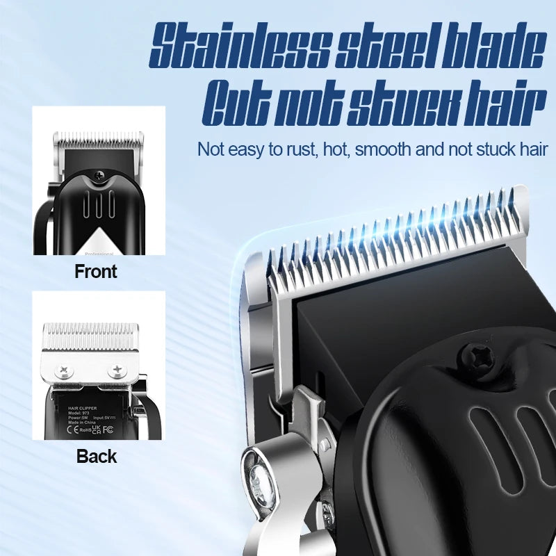 3 in 1 Professional Electric Hair Clipper and Shaver Set featuring precision steel blades and multiple accessories for versatile grooming.