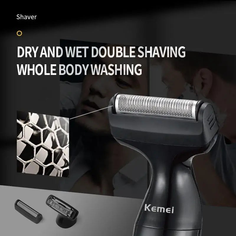 3 in 1 Electric Shaver for Men featuring stainless steel blades, ergonomic design, and multiple grooming attachments for versatile use.