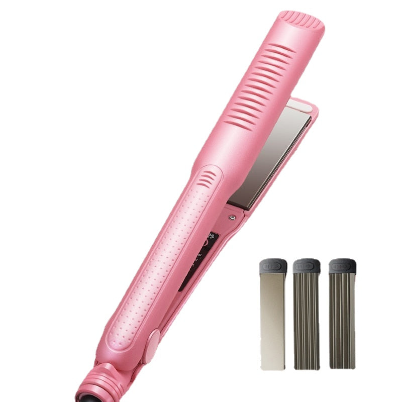 3in1 Hair Curler with three interchangeable ceramic panels for versatile styling options, showcasing its ergonomic design and temperature settings.