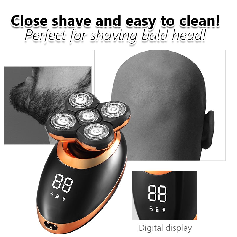 3In1 Professional Electric Shaver with multiple attachments including trimmer heads and cleaning brushes, showcasing its versatility and design.