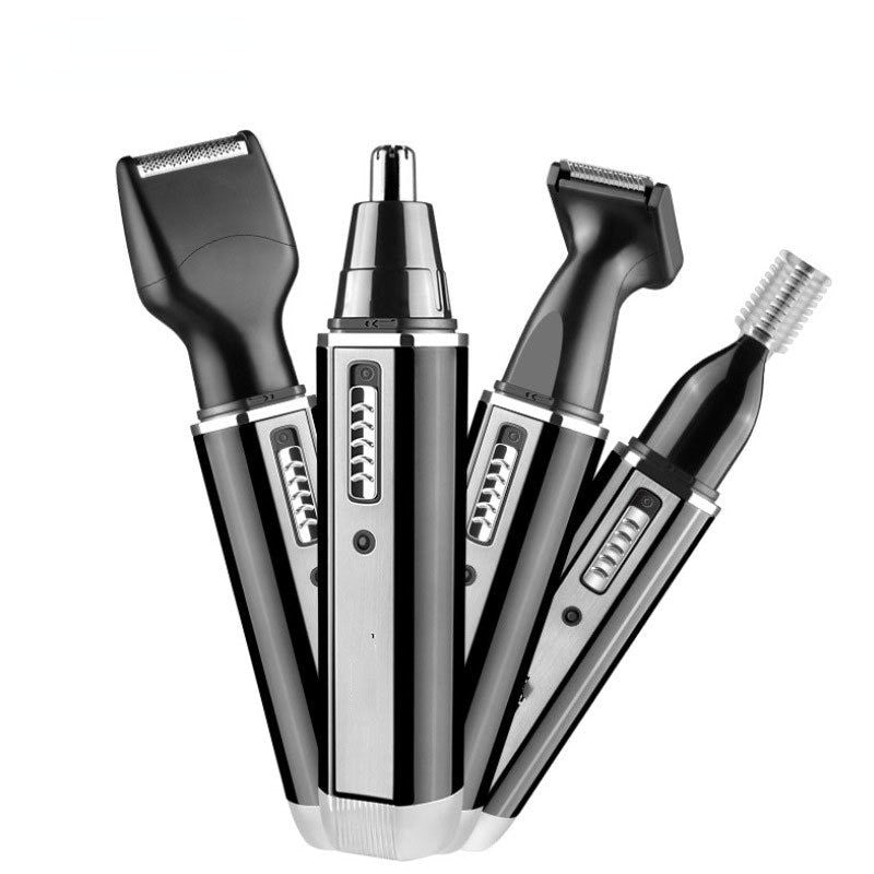 4 In 1 Electric Nose Ear Hair Trimmer with various attachments for versatile grooming.