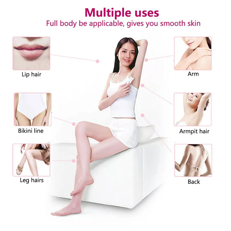 4 in 1 Multi-function Electric Epilator in white, showcasing its compact design and multiple grooming attachments for versatile hair removal.