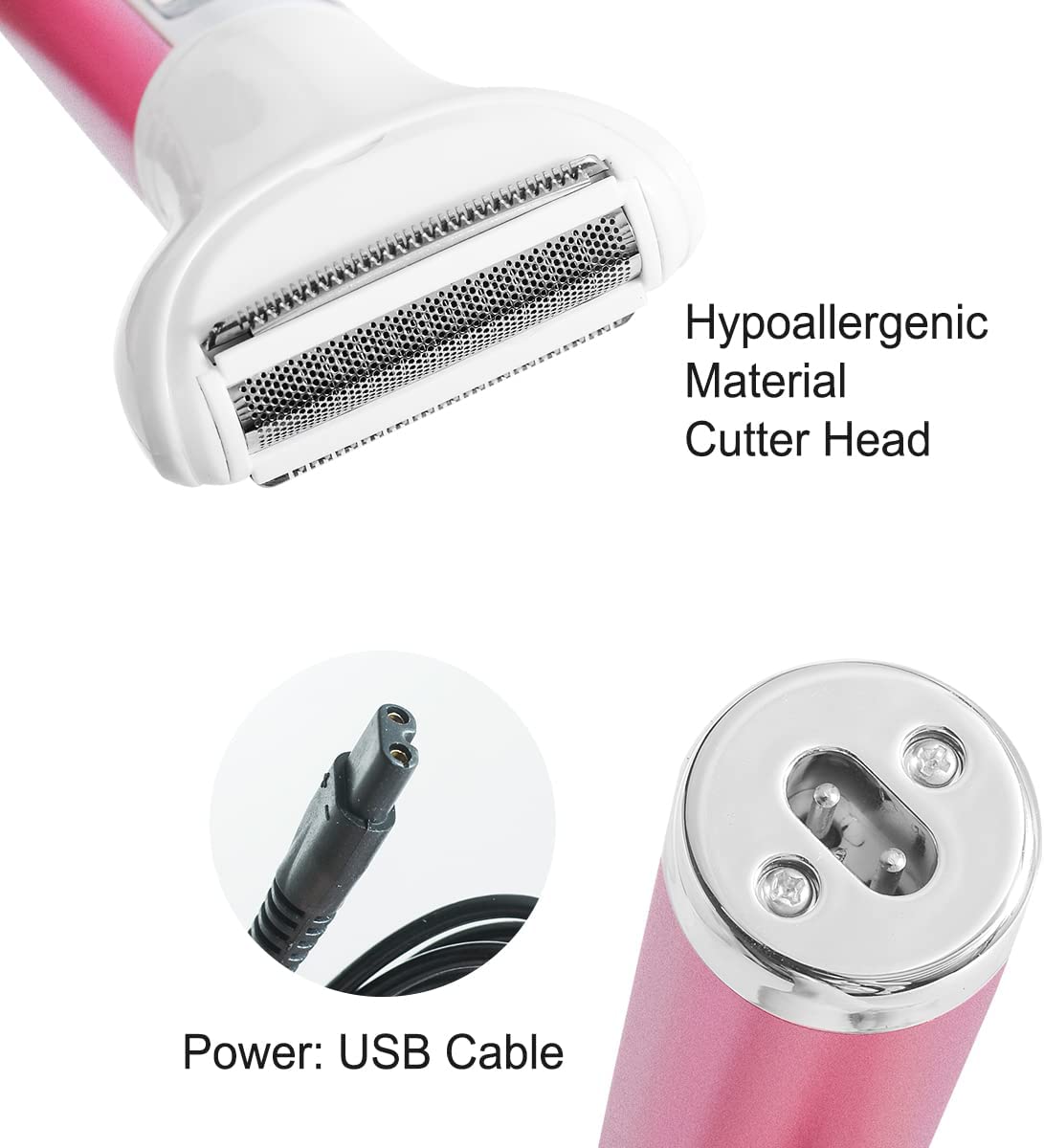 5 in 1 Electric Hair Remover with multiple heads for versatile hair removal, showcasing its sleek design and USB charging capability.