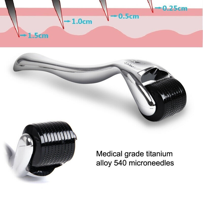 540 Needles Derma Micro Needle Titanium Roller designed for hair regrowth and acne treatment, featuring 0.5mm titanium needles.