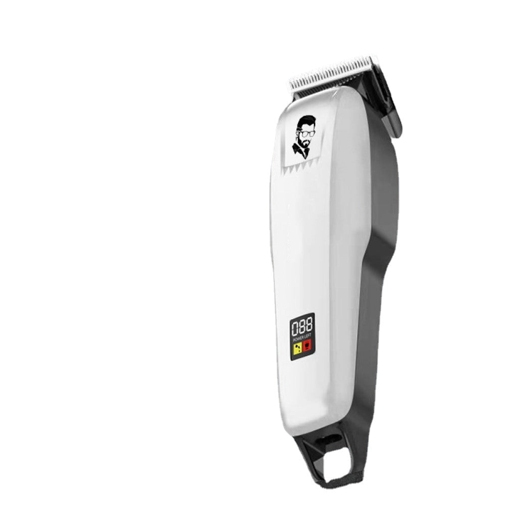 Adjustable Powerful Hair Clipper with stainless steel cutter head and LCD display, designed for men's grooming.