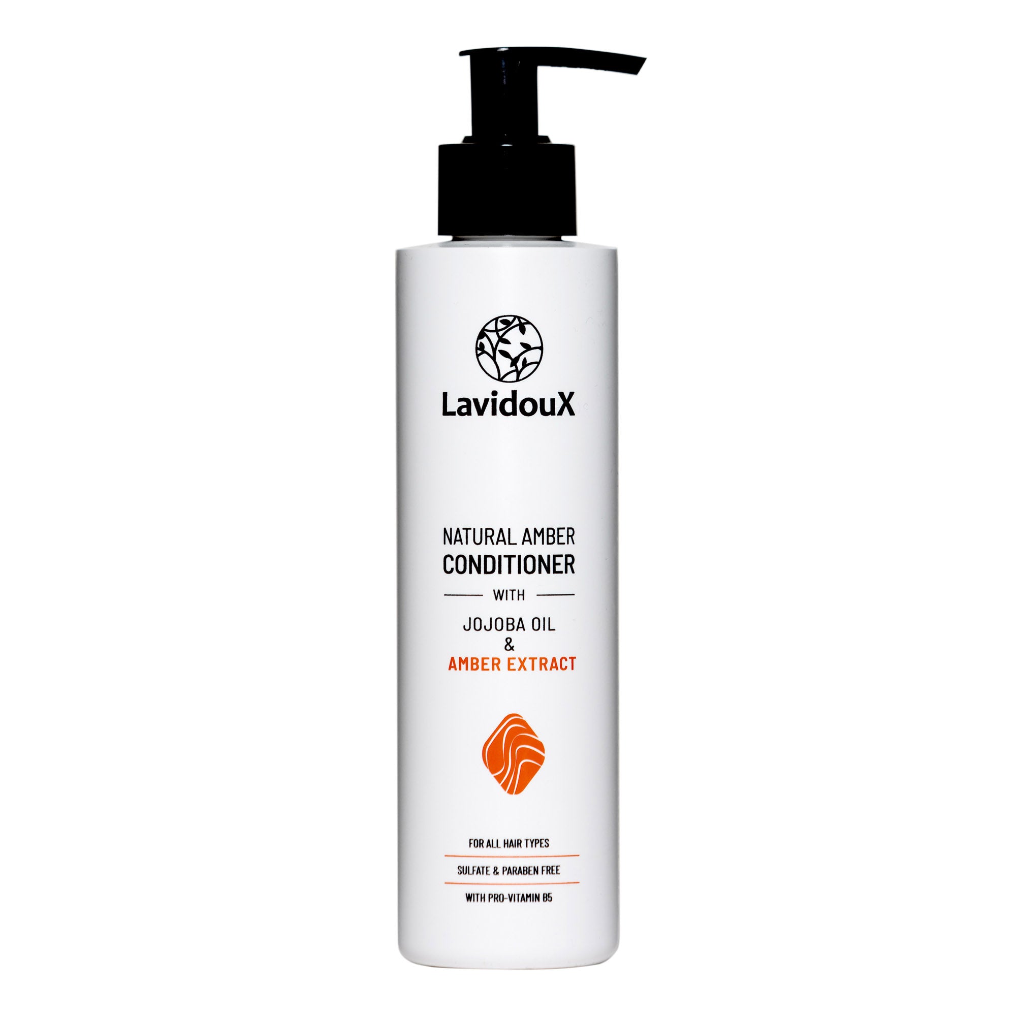 Amber Conditioner bottle with natural ingredients, showcasing its moisturizing properties.