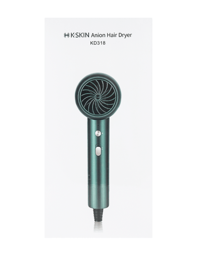 Anion Hair Dryer Green KD318 showcasing its sleek design and concentrator nozzle, ideal for achieving smooth and shiny hairstyles.